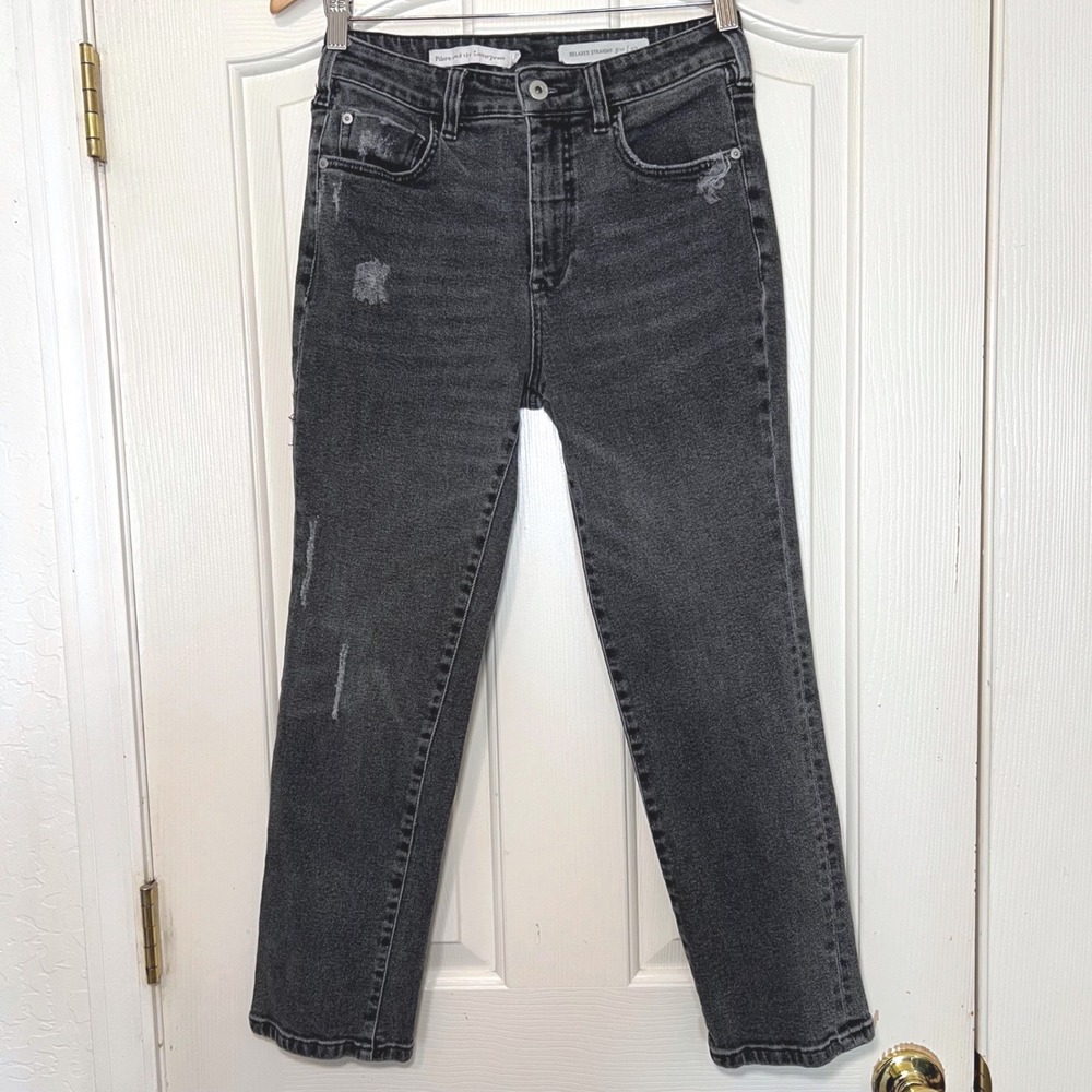 Pilcro and the Letterpress Relaxed Straight Cropped Jeans Distressed 27 - Picture 3 of 11